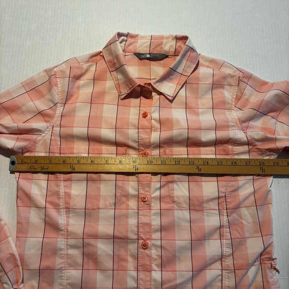 The North Face Long Sleeve Sunblocker Button Shirt Coral Plaid Pockets Women’s S - Picture 6 of 13